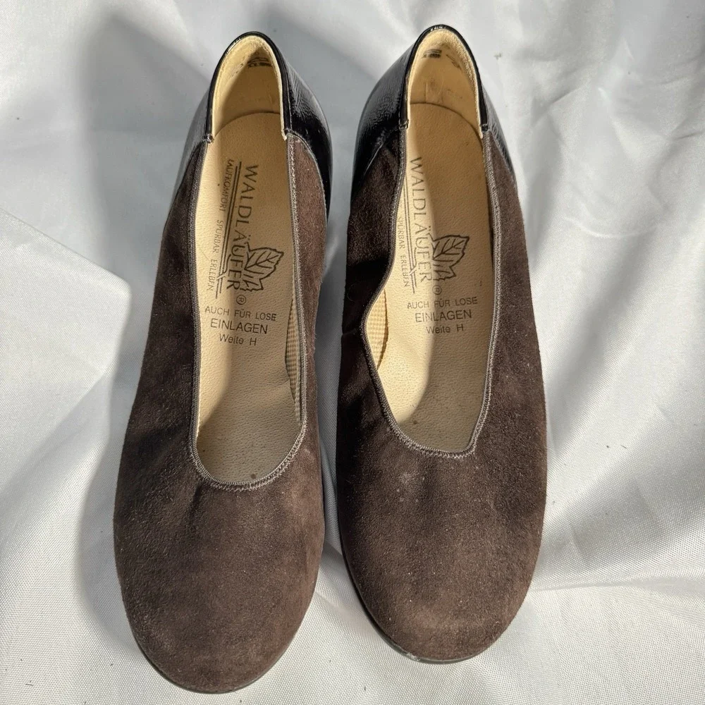 WALDLAUFER Women's Brown Comfort Wedge Pump Slip-on Shoe US 5.5